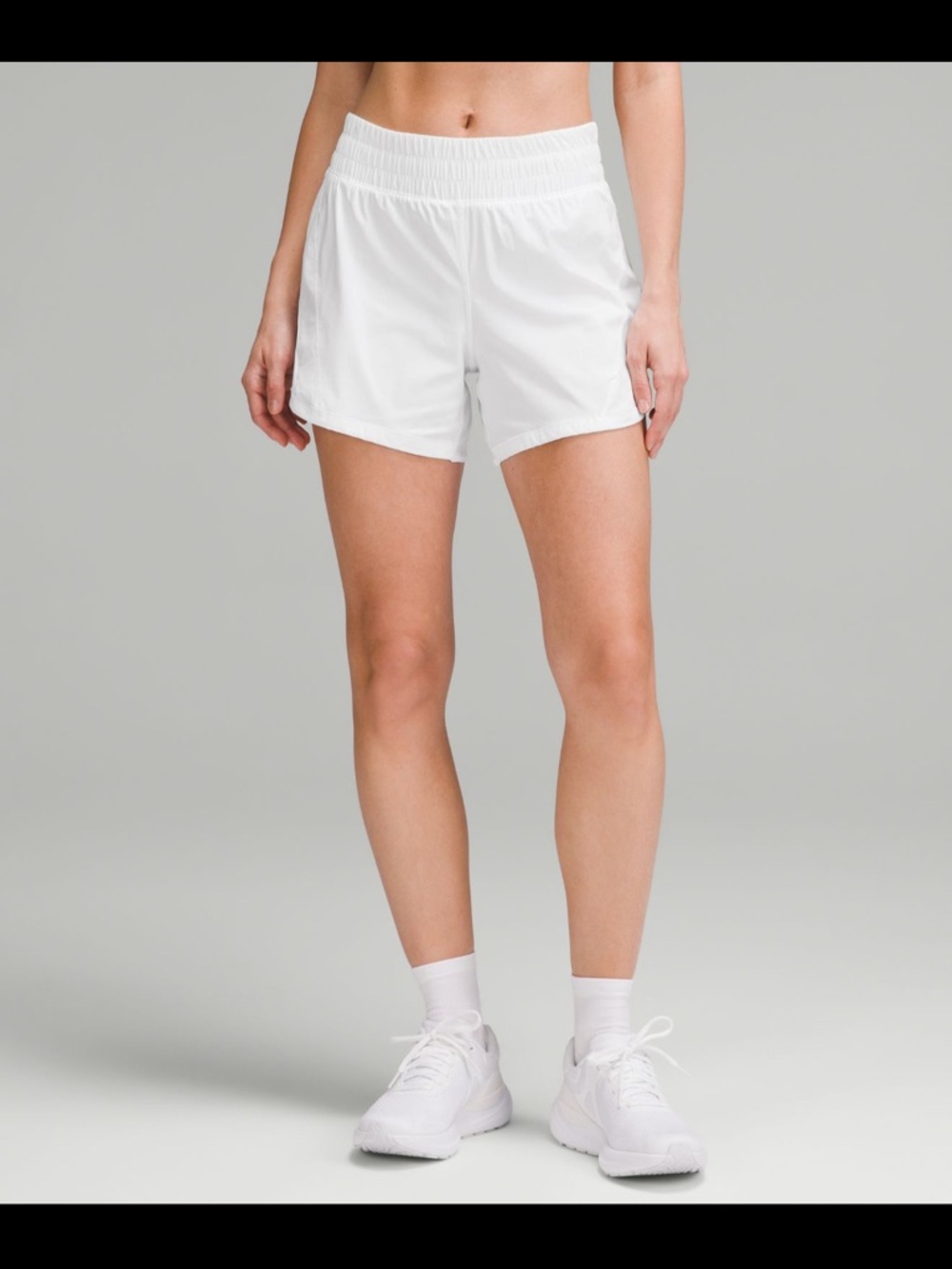 lululemon athletica Track That Mid-rise lined short 5” in white